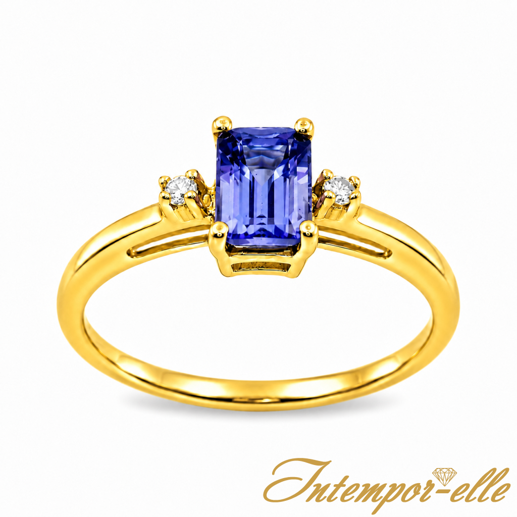 BA OR 18CT TANZANITE RECT + DT0.03 CT 
