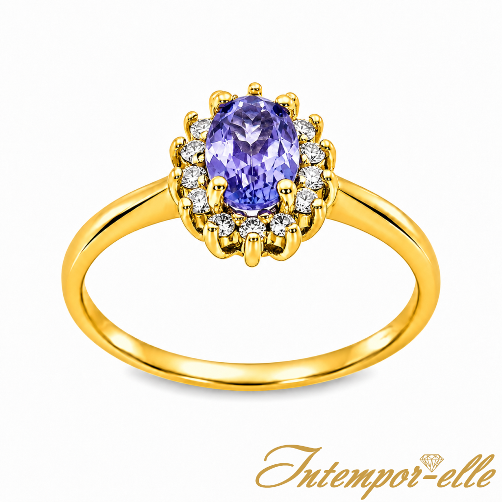 BA OR 18CT TANZANITE OVALE + DT0.05 CT 